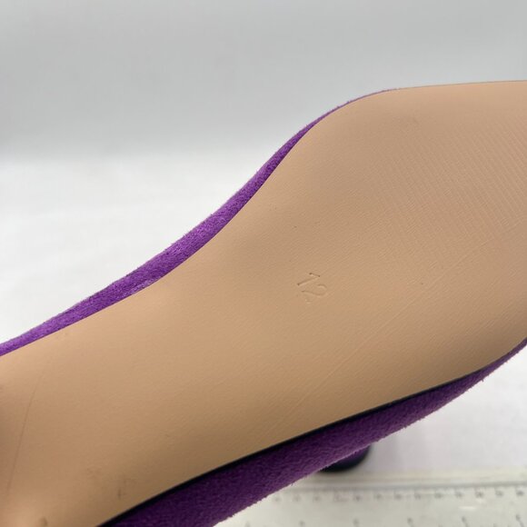 XYD Purple Vintage Fringe Dress Pointy Toe Slip Ons Loafers Chunky Low Heel Shoe - Picture 6 of 8